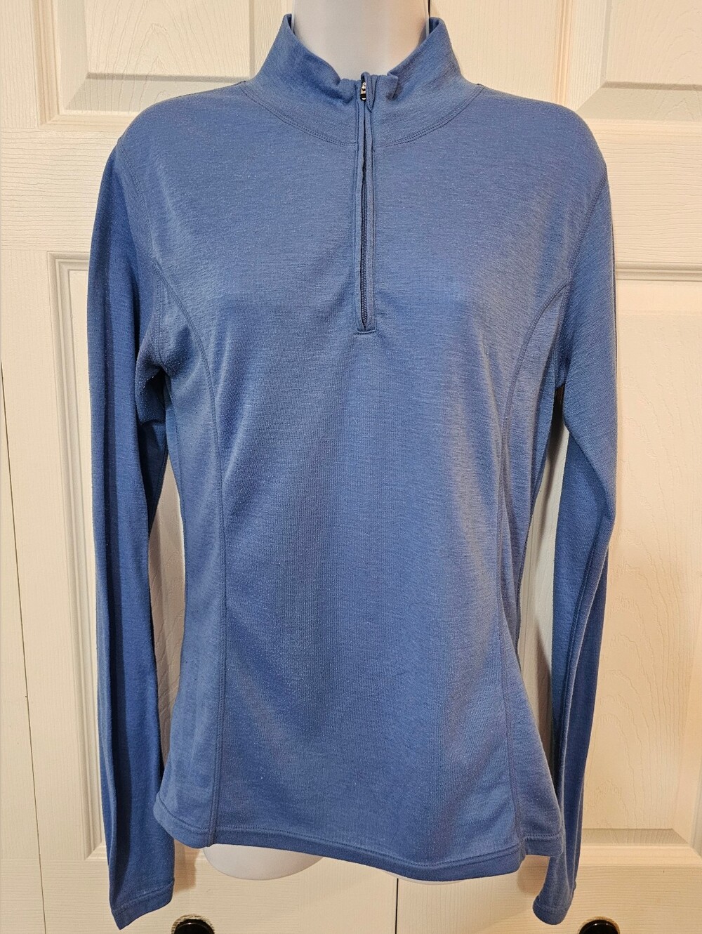 Blue 1/4 Zip Long Sleeve Base Layer Pullover - Med / Lrg